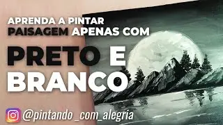 Pintura em tela, paisagem noturna.