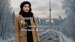 Toronto Driving Ambience 2 Hours  🇨🇦  Winter ☃️ Relaxing 4K Dash-cam + White Noise No Ads + Loop