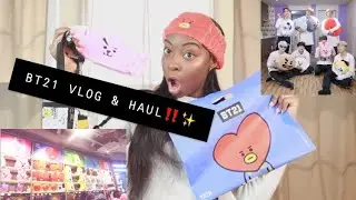 I SPENT $100 ON BT21 MERCH IN TIME SQUARE NEWYORK LINE STORE VLOG + CUTE HAUL!!