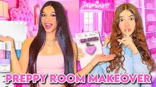 JASMINE'S PREPPY PINK ROOM MAKEOVER!💗🎀