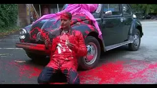 Ziggy Roscoe (Fabrizio Santino) covered in paint on Hollyoaks