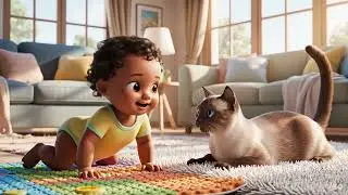 Baby and cat #kids #cat 