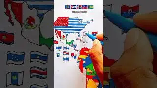 How to Draw a Switched Colours Flag Map of North America #northamerica #flagmap #drawing 
