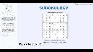 Sudoku Puzzle no. 35 | Solved Sudoku in 156 seconds. Ranks 1 | Sudokulogy