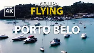 Porto Belo seafront boats filmed by drone 4K  [Santa Catarina, South of Brazil]
