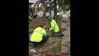 Voltage test. Apprentice lineman