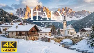Italy Winter 4K UHD ❄️ Snowy Alps, Historic Cities & Peaceful Countryside Landscapes