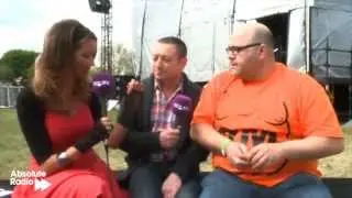 Roland & Zammo (Erkan & Lee) from Grange Hill chatting to Sarah Champion from Absolute 80s