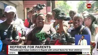 A philanthropist helps Kayole mothers with school shoes for their children