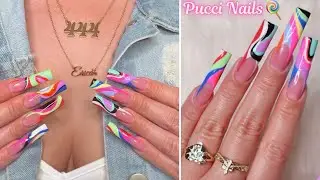 How to: Pucci Inspired Abstract Nail Art I Acrylic Nails ft. SilviaX Jewelry