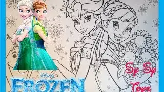 Coloring Pages Disney Frozen Cartoon Elsa and Anna Children Learning Fabercastell Pencils