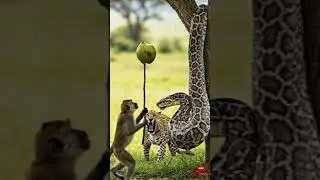 &ldquo;Brave Monkey Saves Leopard Cub from Massive Python! 🐒🐆🐍 #funny #monkey #ai #shorts&rdquo;