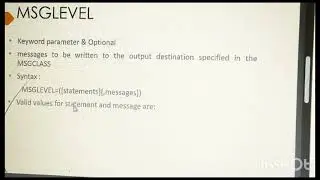 Keyword Parameters - MSGCLASS and MSGLEVEL