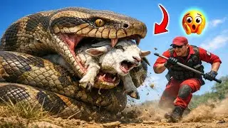 Heroic Rescue Team Saves Innocent Goat from GIANT Python Attack! #wildliferescue #animalrescue