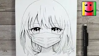 Comment dessiner une fille manga avec un masque | Dessin facile au crayon