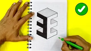 🔥 Dibujos 3D Faciles - Como Dibujar LETRAS en 3D letra E - Easy way to Draw 3D letters - Letter E