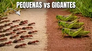 ATAQUE de GAFANHOTOS contra o formigueiro! Como as pequenas FORMIGAS v&atilde;o sobreviver contra GIGANTES?