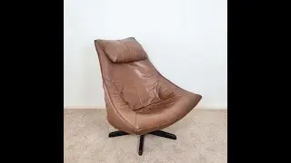 Mid Century Brown Leather Swivel Easy Chair by Gerard Van Den Berg