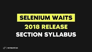 Selenium Waits (NEW RELEASE  2018) -Section Syllabus