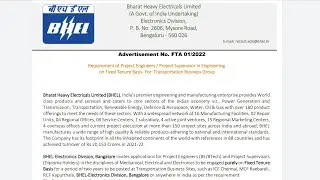 BHEL Recruitment 2022 | BHEL Project Engineer 2022 | BHEL Project Supervisor 2022 | #Examdrive