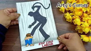World Day against child labour Drawing /How to draw stop child day poster /Stop Child Labour Drawing