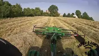 Mowing Raking and Baling with the John Deere 6400 John Deere MOCO Frontier RR1122 and Massey 1840 .