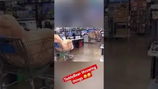 Teddy Bear throws things at people prank 🤣🤣 #funny #prank #teddybear #walmart