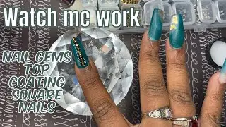 Nail reveal | Square nails | Forest green | bling | not a tutorial