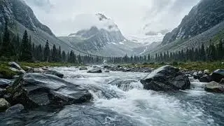 Heavy Rain on a Clear Mountain River 🌧️ | Pure Rain & Water Sounds (ASMR)
