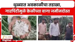 Dhule Unseasonal Rain | धुळ्यात अवकाळीचा तडाखा, गारपिटीमुळे केळीच्या बागा जमीनदोस्त
