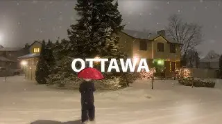 Walking on a snowy night with Christmas lights | Dec, 2024 |Ottawa | 4K