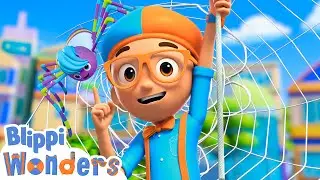 Blippi Learns How Spiders Make Webs! | Blippi Wonders | Moonbug Kids📖Learning Corner