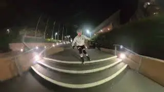 Stair-riding | rollerblading the stairs at Roma Street Parkland in Brisbane