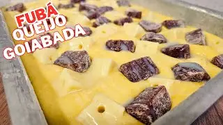 🍰 Bolo de Fubá com Queijo Coalho e Goiabada SUPER FOFINHO – Receita Caipira Irresistível!”