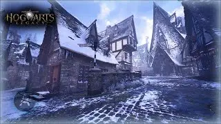 Relaxing Snow Walk in Hogsmeade | Hogwarts Legacy 4K Winter Ambience