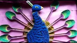 Peacock craft with cotton ear buds , ARTS