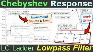 Chebyshev Response 1 dB Ripple 📉 LC Ladder Lowpass Filter Design 3rd Order ☀️ Unequal Source & Load