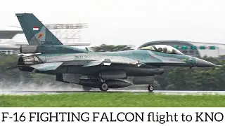 TNI AU Indonesia Air Force F-16 fighting falcon landing at Kualanamu international airport KNO/WIMM