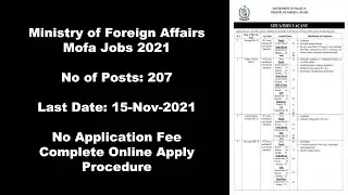 Ministry of Foreign Affairs Jobs 2021 Online Apply Procedure