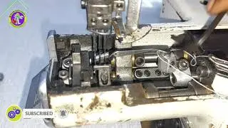 siruba S007 small cylinder flatlock sewing machine needle & looper timing, Hindi