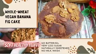 Vegan Whole-wheat Banana Fig Bread Cake ASMR - No Butter Oil Healthy - Almonds Walnuts Recipe 4K UHD