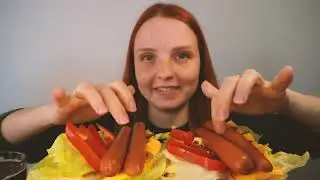 Eating Crispy Hot Dogs with Double Sausage Mukbang
