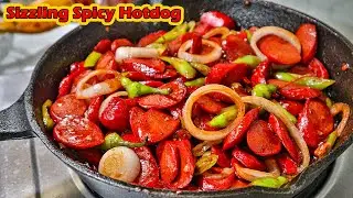 SIZZLING SPICY HOTDOG BEST PULUTAN MURA NA MASARAP PA! HAKDOG RECIPE