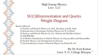 Lect 3.12: SU(3)Representation and Quarks: Weight Diagram