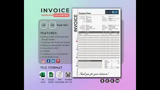 Excel smart invoice template, Google sheets and excel template, instant download