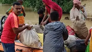 Flood rescue in Bagmati river Bihar Sitamarhi district