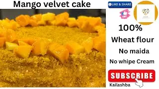LIVE NO MAIDA NO WHIPPING CREAM MANGO VELVET CAKE AND HOME MADE FROSTING