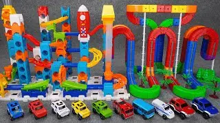 34 minutes of satisfying Dinosaur City Overpass Railcar & High speed off-road  toy ASMR | Toy review