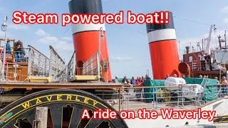 Paddle steamer Waverley on the Bristol channel with steam winch operation