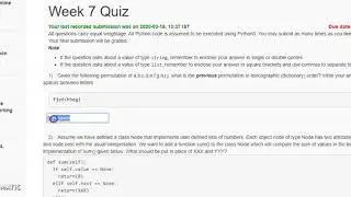Week 7 Quiz | Programming, Data Structures and Algorithms Using Python (2020)